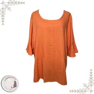 Cynthia Rowley Linen Blend Top with Flutter Sleeves: 1X